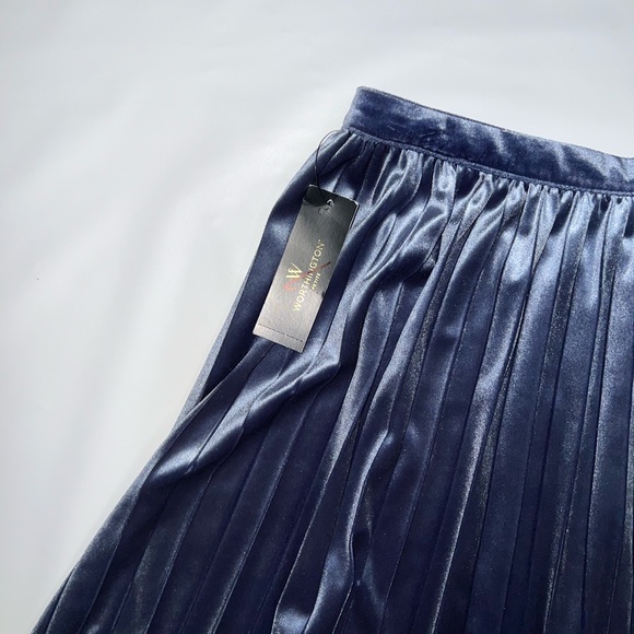 Worthington Skirt Women’s 12 Petite Blue Polyester Blend Elastic Waist NWT - Picture 4 of 12